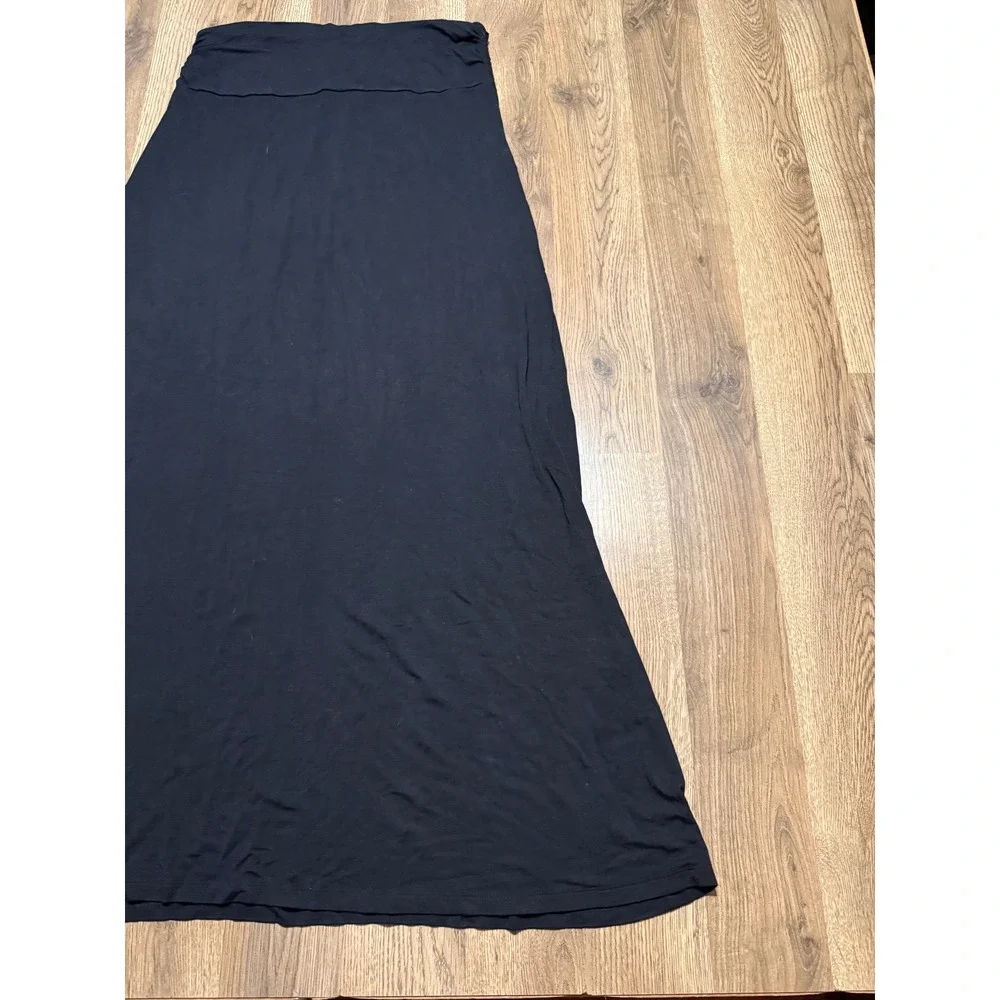Cable & Gauge Skirt Womens XL Black Maxi Skirt Foldover Waist Stretch Jersey